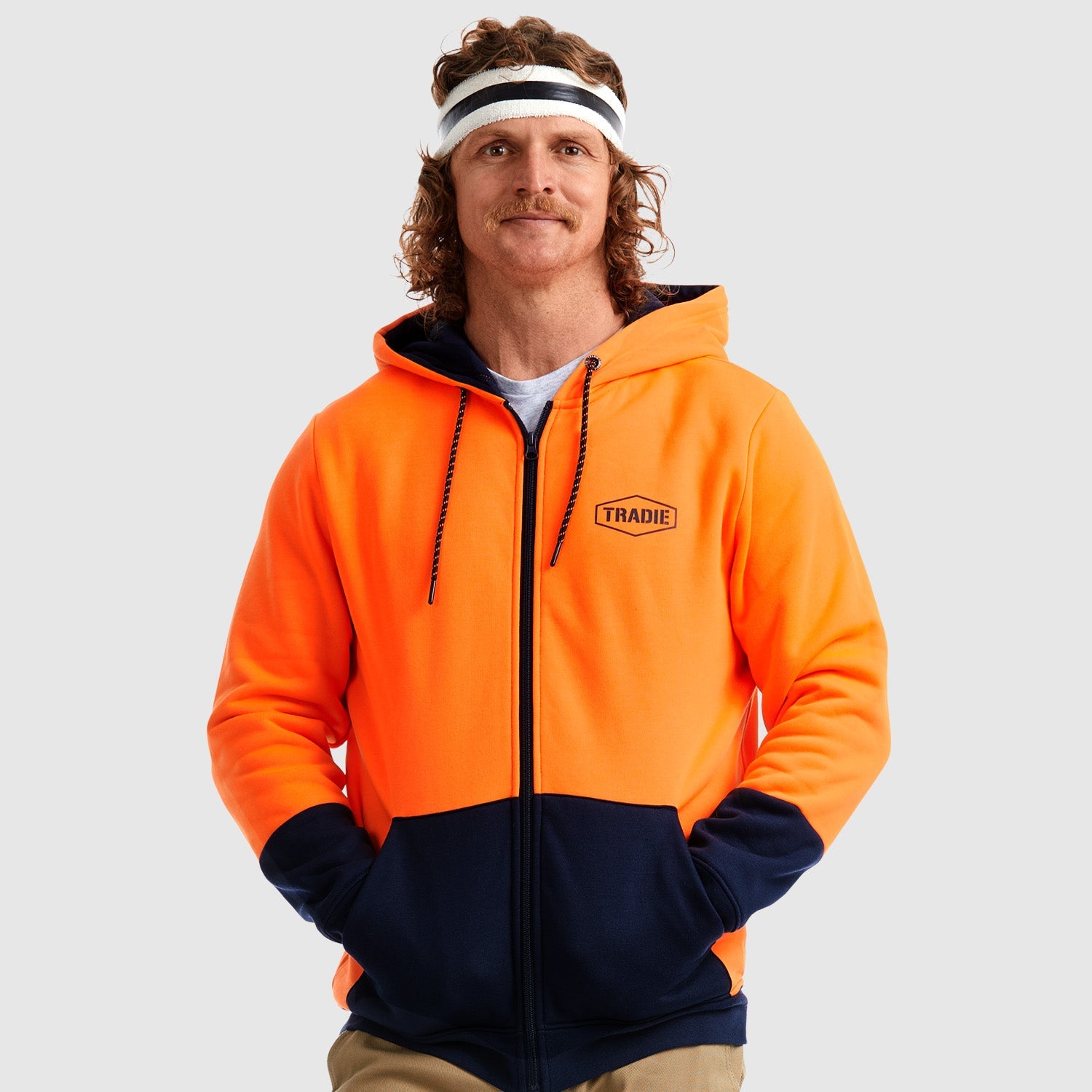 Orange with Navy-Core Hi-Vis Hoodie-S